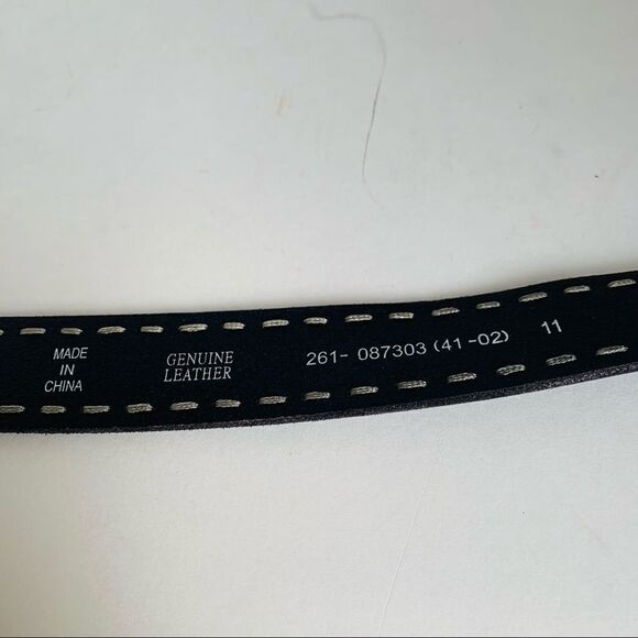 Black Leather Stitched Belt - Picture 2 of 2
